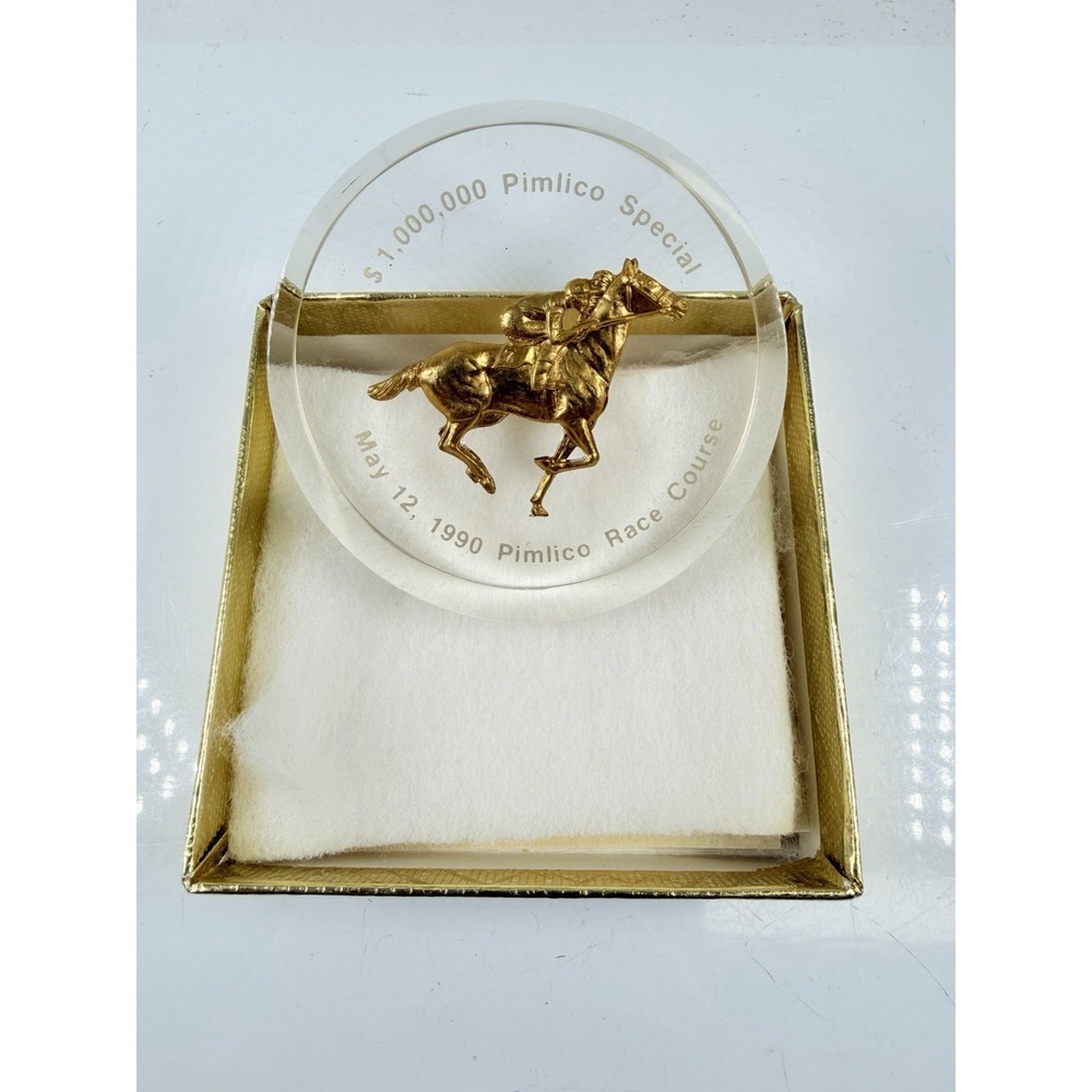 VTG Pimlico Special Collectible - May 12 1990 Gold Plate/pendant In Resin Glass